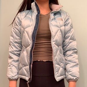 north face baby blue puffer jacket